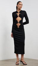 Load image into Gallery viewer, Christopher Esber Orbit Ruched Long Sleeve Dress Black Sick 8