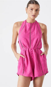 Joslin Chloee Linen Playsuit Pink Size 8