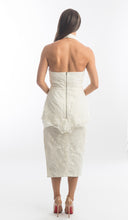 Load image into Gallery viewer, Bless&#39;ed are the Meek Geisha High Neck Peplum Lace Dress Size 8