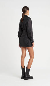 SIR THE LABEL Vivienne Shirt Dress / BLACK Size 6/0